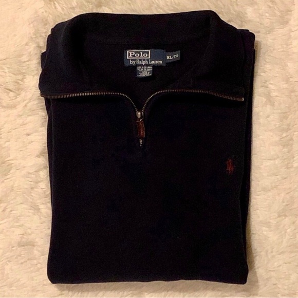 RALPH LAUREN POLO—MEN’S DEEP NAVY—1/4 ZIP TIGHT KNIT SWEATER PULLOVER!! EUC!! - Picture 3 of 7